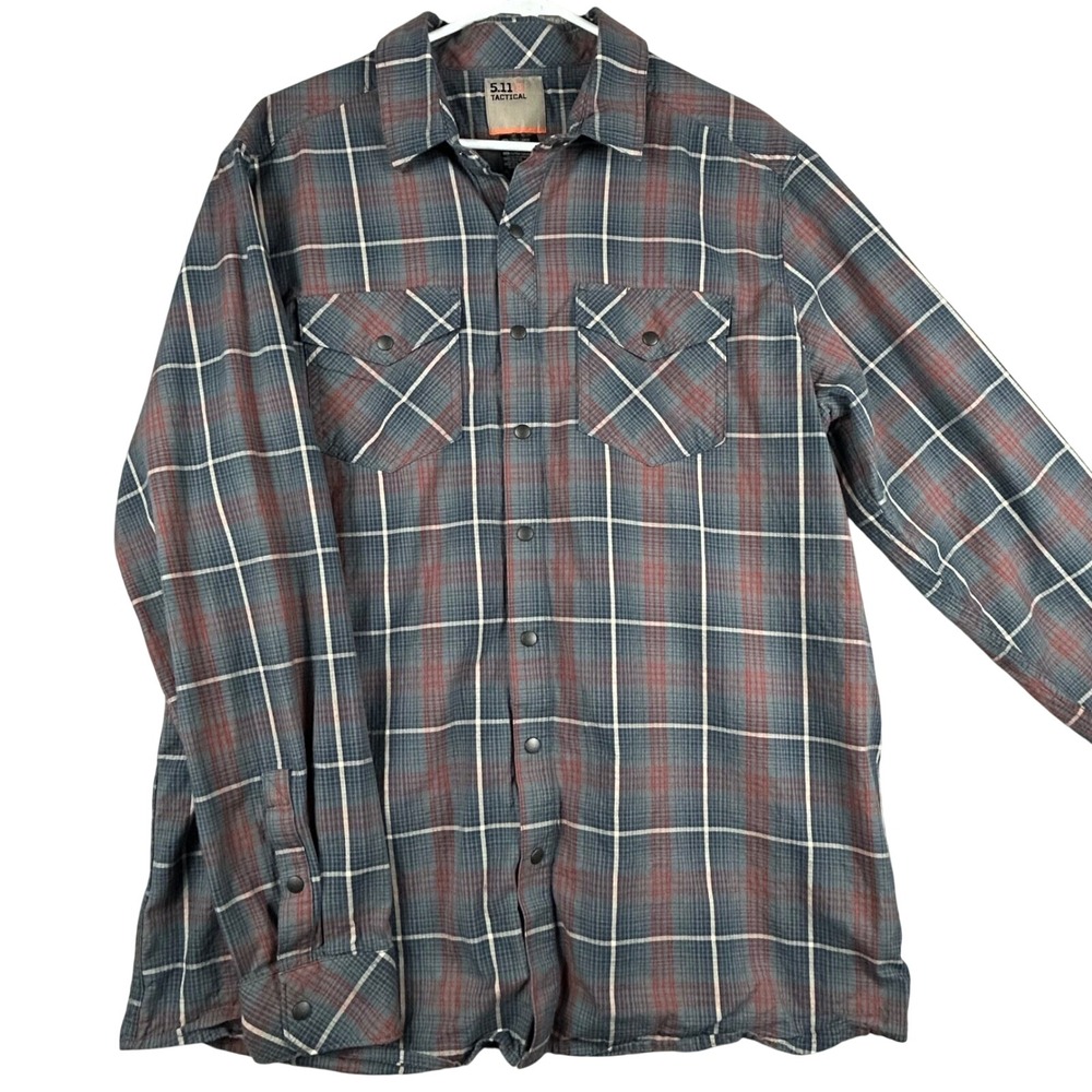 5.11 Tactical Men's Plaid Long Sleeve Snap‎ Front Shirt Extra Large